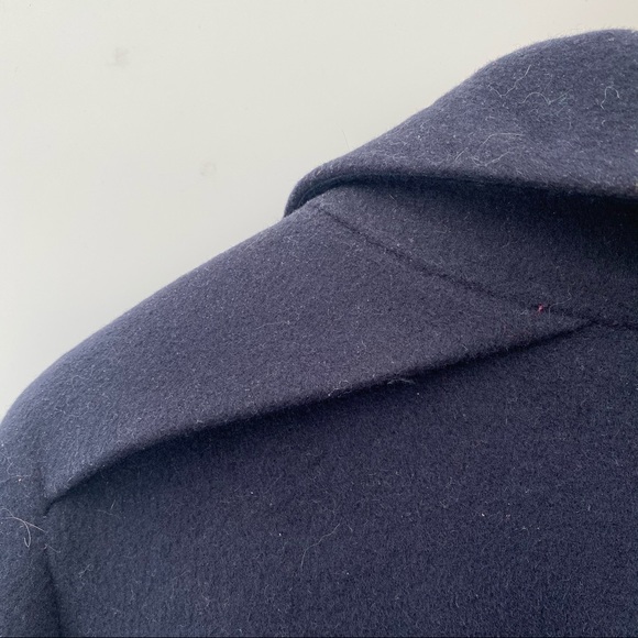 Calvin Klein long navy wool & cashmere coat 6 - Picture 8 of 11